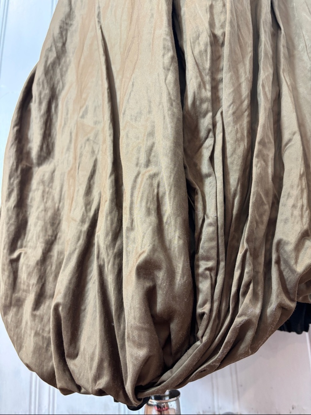 SARAH PACINI Designer Khaki Metallic Bubble Skirt Maxi Length Avant Garde Size 4 - Picture 4 of 7